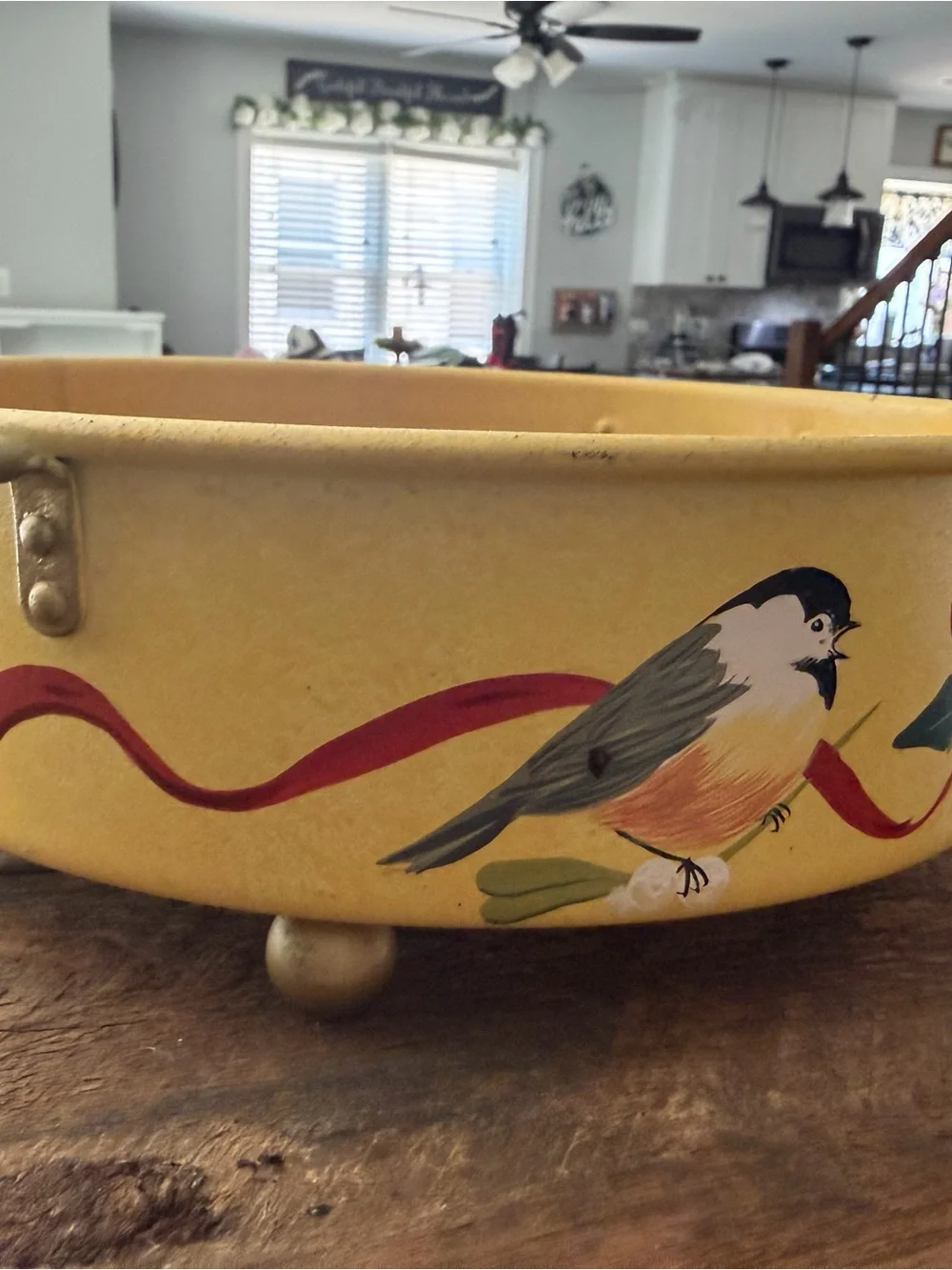 Lenox Winter Greetings Holiday Bird Round Casserole Holder 9 1/2” & Red Bowl